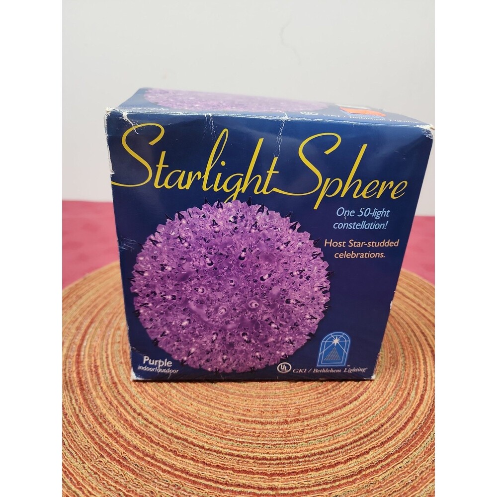 VTG 1990s Starlight Sphere 50 Light Constellation Purple Indoor/Outdoor In Box